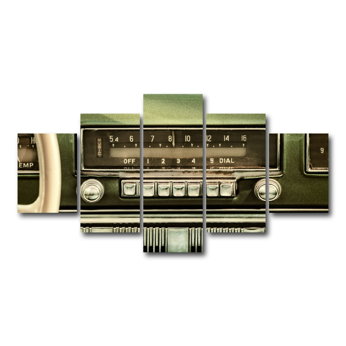 AUTO-MOCKUP WHITE | Old car radio | 5 Piece | Gallery Wrap Canvas | group=5_short