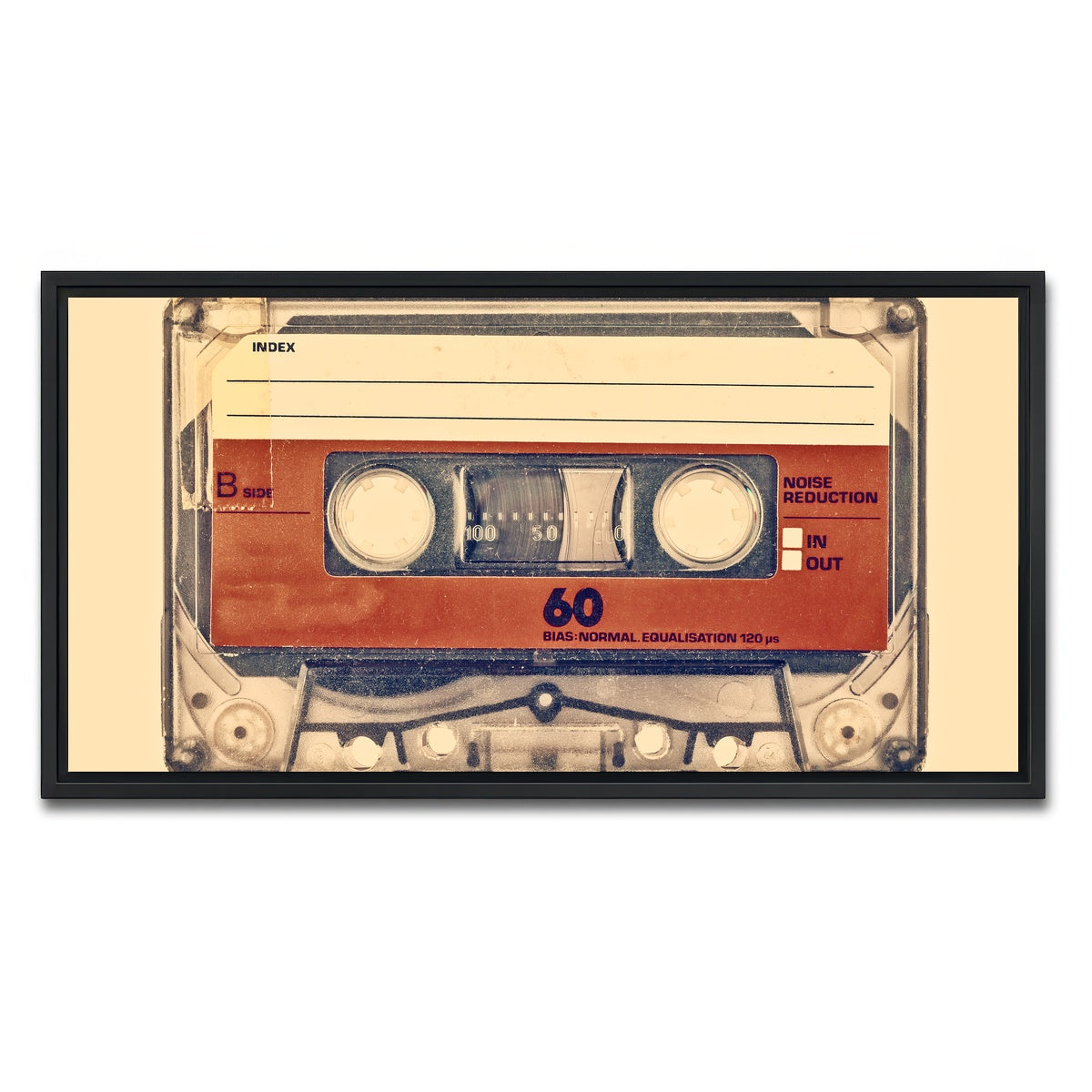 AUTO-MOCKUP WHITE | Old compact cassette | 1 Piece | Black Framed Canvas | group=2x1