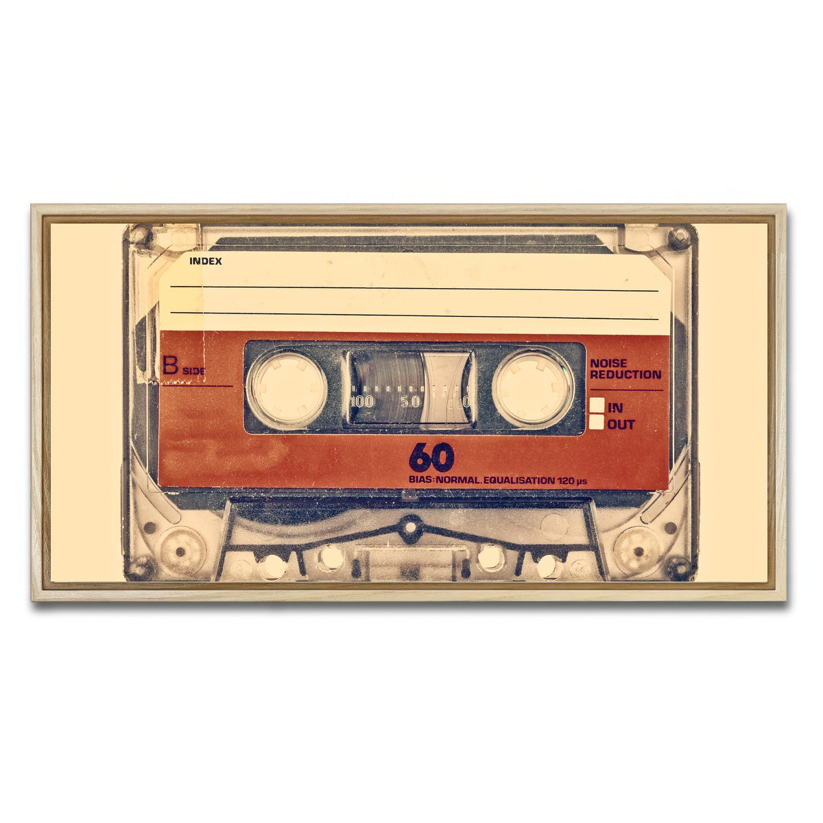 AUTO-MOCKUP WHITE | Old compact cassette | 1 Piece | Natural Framed Canvas | group=2x1