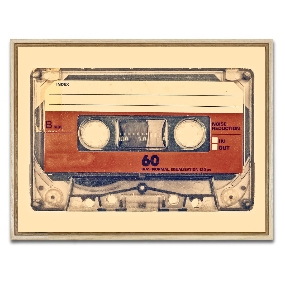 AUTO-MOCKUP WHITE | Old compact cassette | 1 Piece | Natural Framed Canvas | group=4x3