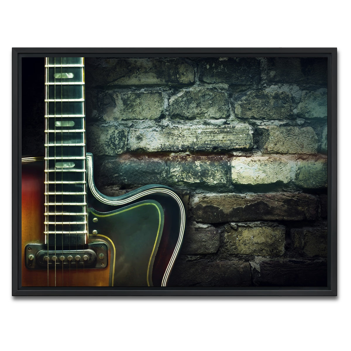 AUTO-MOCKUP WHITE | Old vintage jazz guitar | 1 Piece | Black Framed Canvas | group=4x3