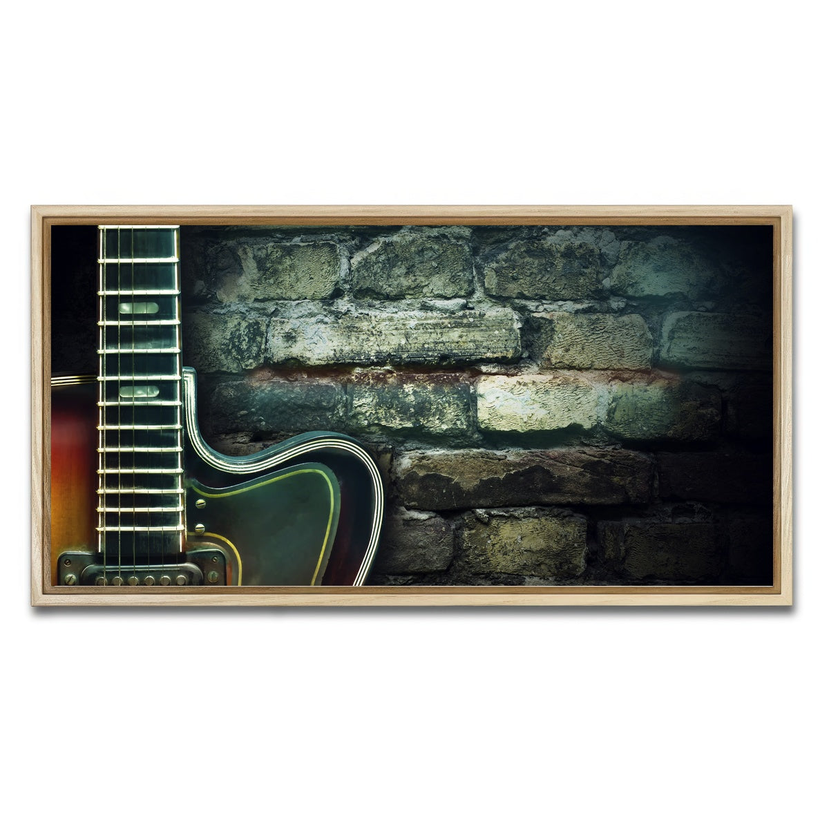 AUTO-MOCKUP WHITE | Old vintage jazz guitar | 1 Piece | Natural Framed Canvas | group=2x1