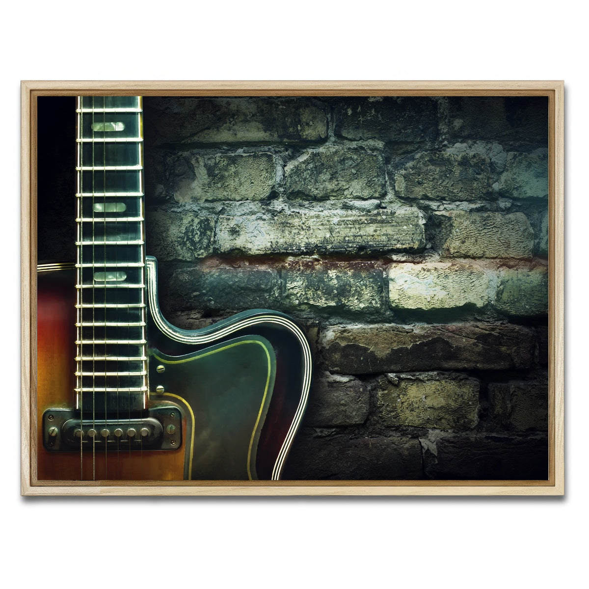 AUTO-MOCKUP WHITE | Old vintage jazz guitar | 1 Piece | Natural Framed Canvas | group=4x3