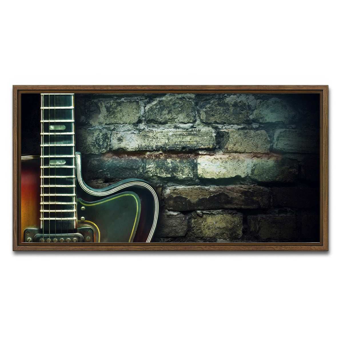 AUTO-MOCKUP WHITE | Old vintage jazz guitar | 1 Piece | Walnut Framed Canvas | group=2x1