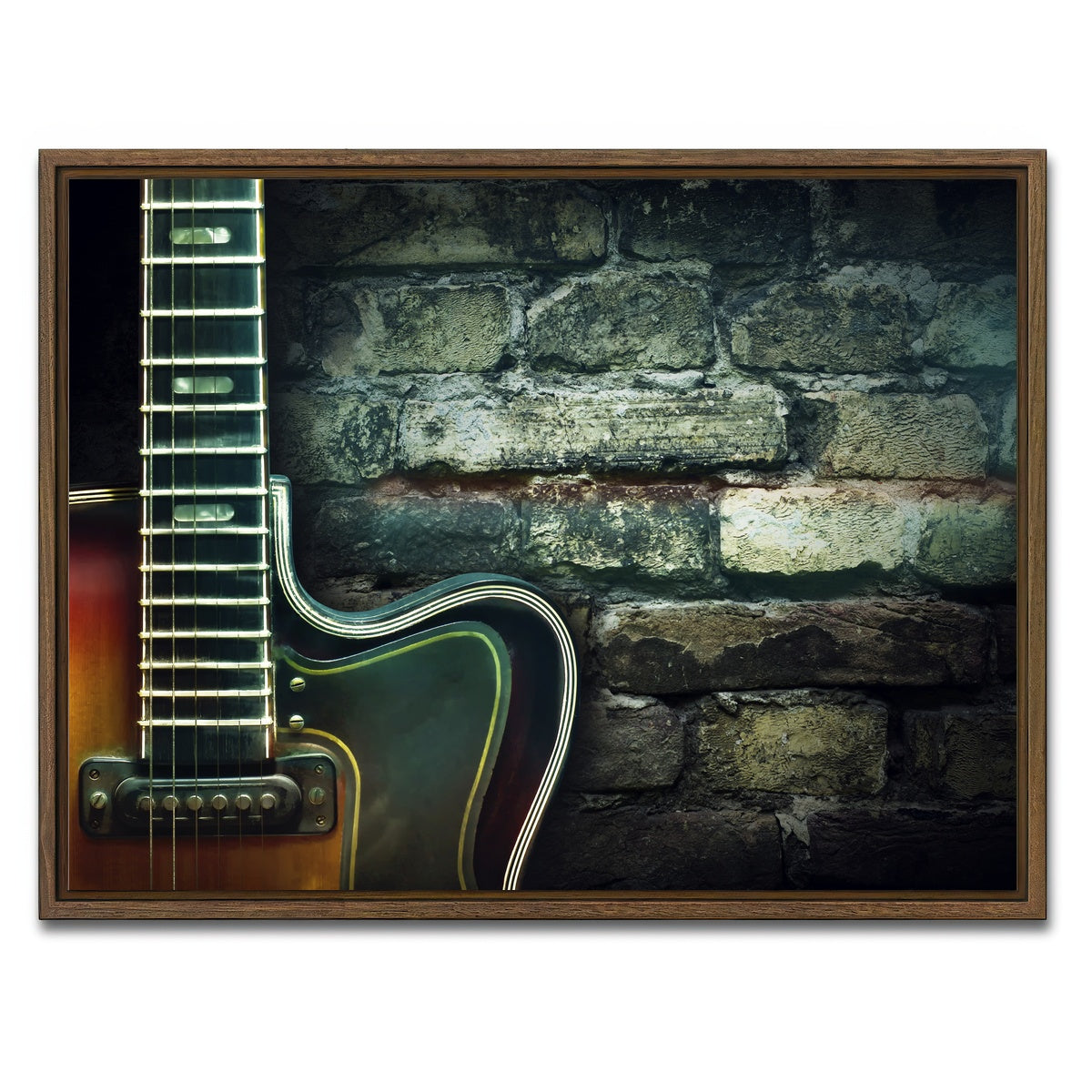AUTO-MOCKUP WHITE | Old vintage jazz guitar | 1 Piece | Walnut Framed Canvas | group=4x3