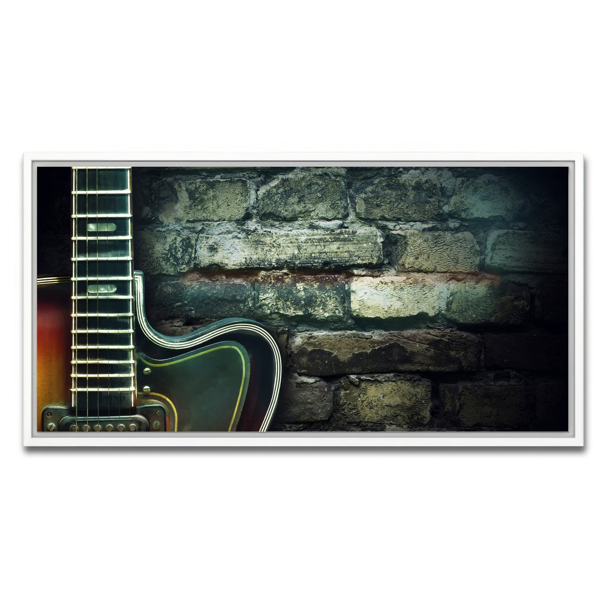AUTO-MOCKUP WHITE | Old vintage jazz guitar | 1 Piece | White Framed Canvas | group=2x1