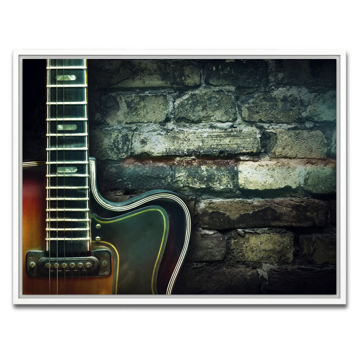 AUTO-MOCKUP WHITE | Old vintage jazz guitar | 1 Piece | White Framed Canvas | group=4x3