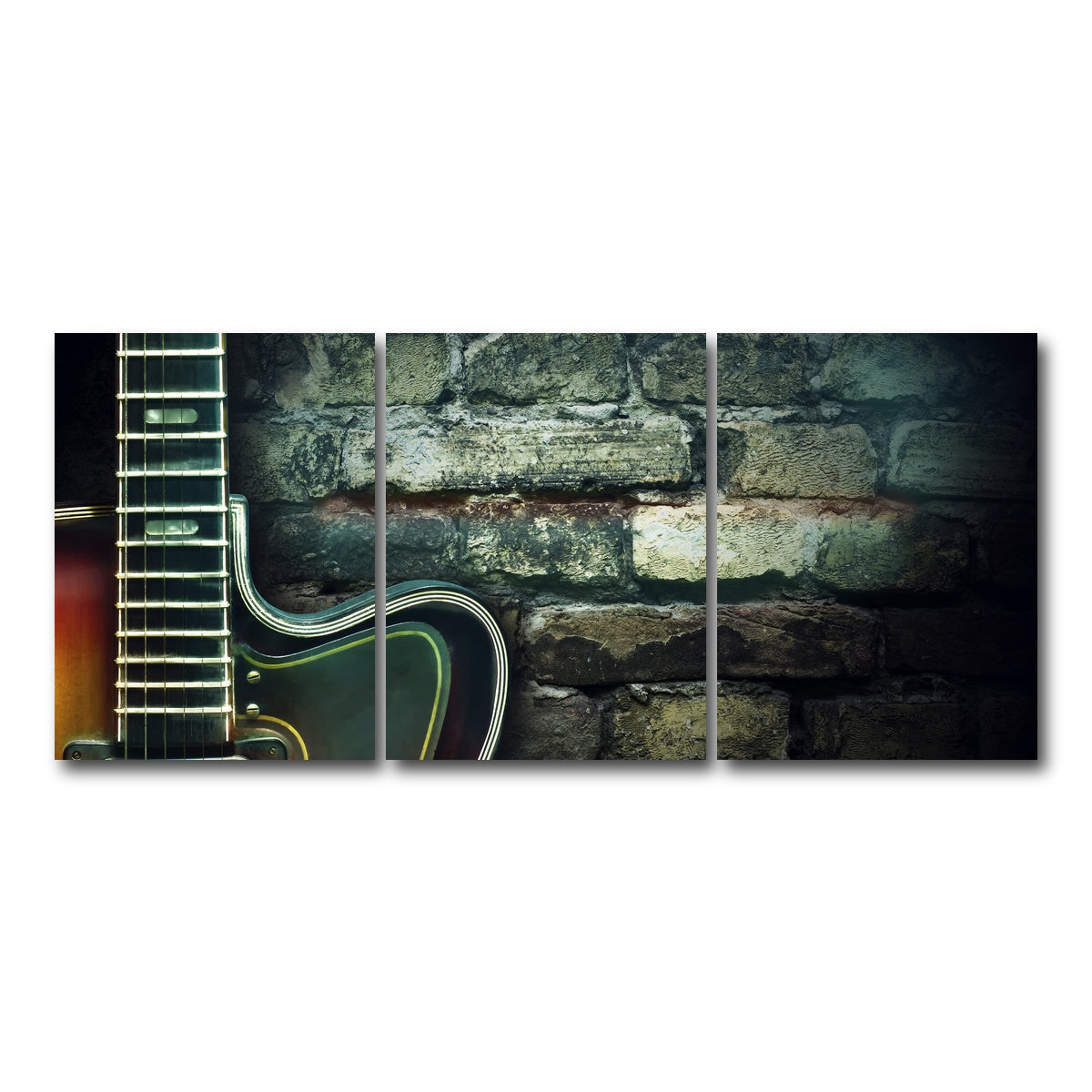 AUTO-MOCKUP WHITE | Old vintage jazz guitar | 3 Piece | Gallery Wrap Canvas | group=18x24