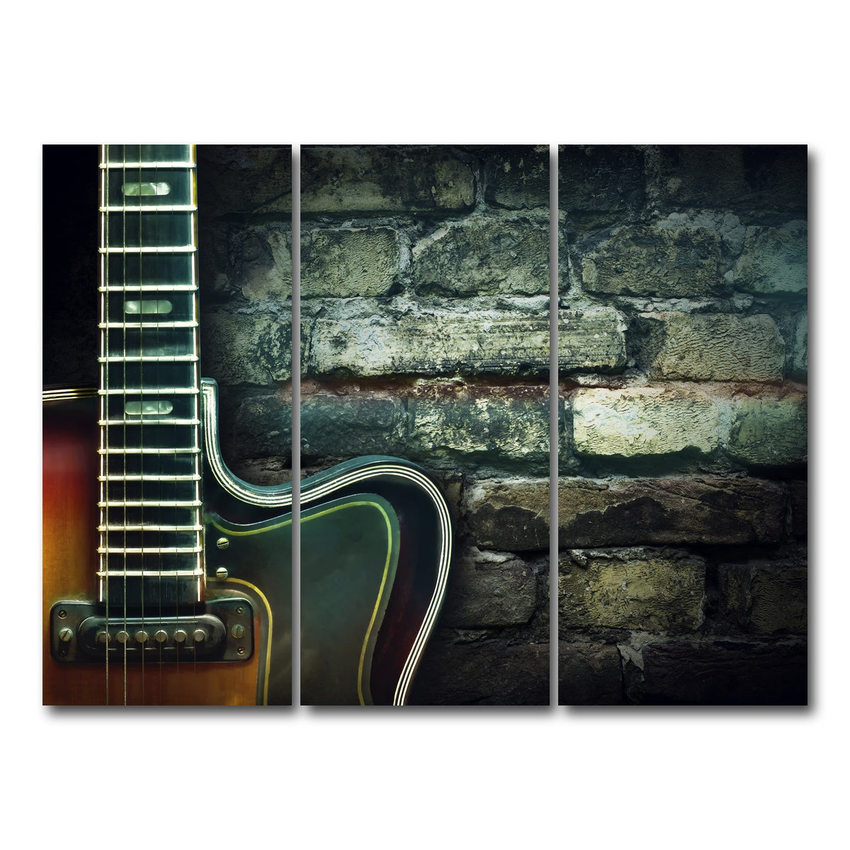 AUTO-MOCKUP WHITE | Old vintage jazz guitar | 3 Piece | Gallery Wrap Canvas | group=8x18