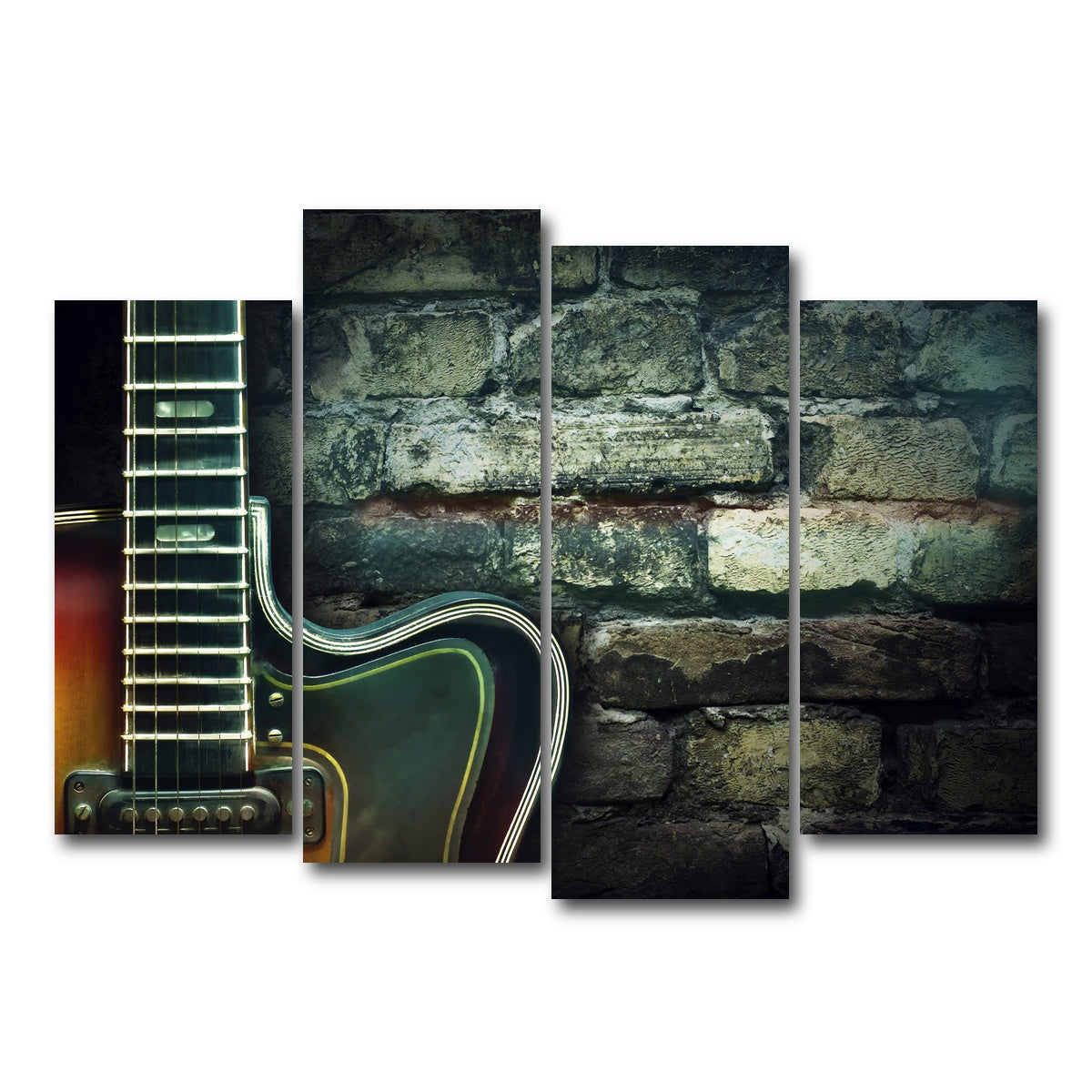 AUTO-MOCKUP WHITE | Old vintage jazz guitar | 4 Piece | Gallery Wrap Canvas | group=4_normal