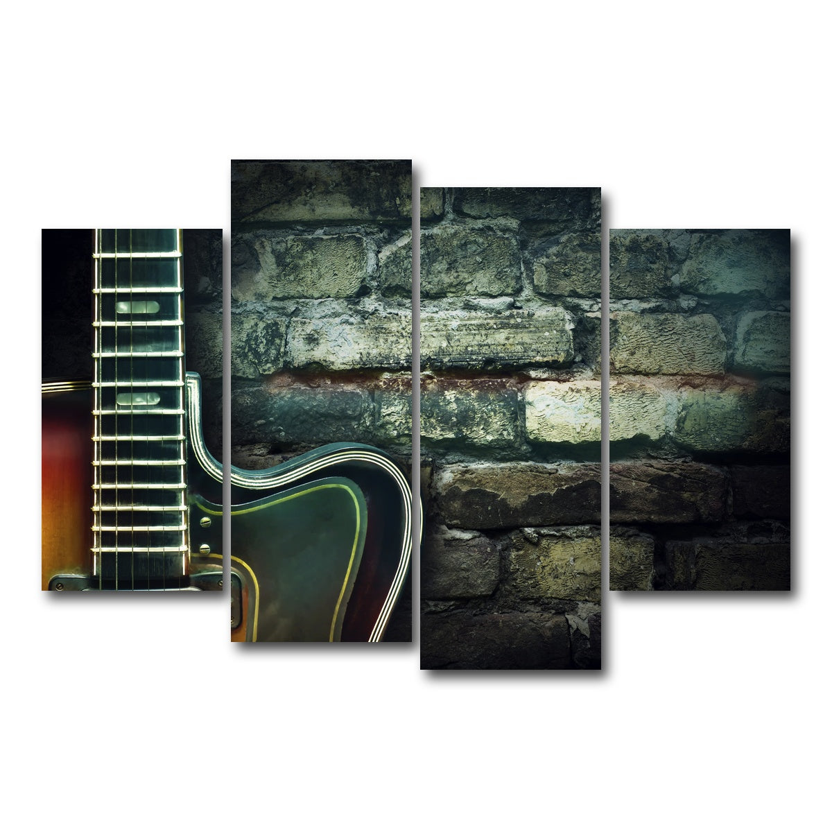 AUTO-MOCKUP WHITE | Old vintage jazz guitar | 4 Piece | Gallery Wrap Canvas | group=4_short