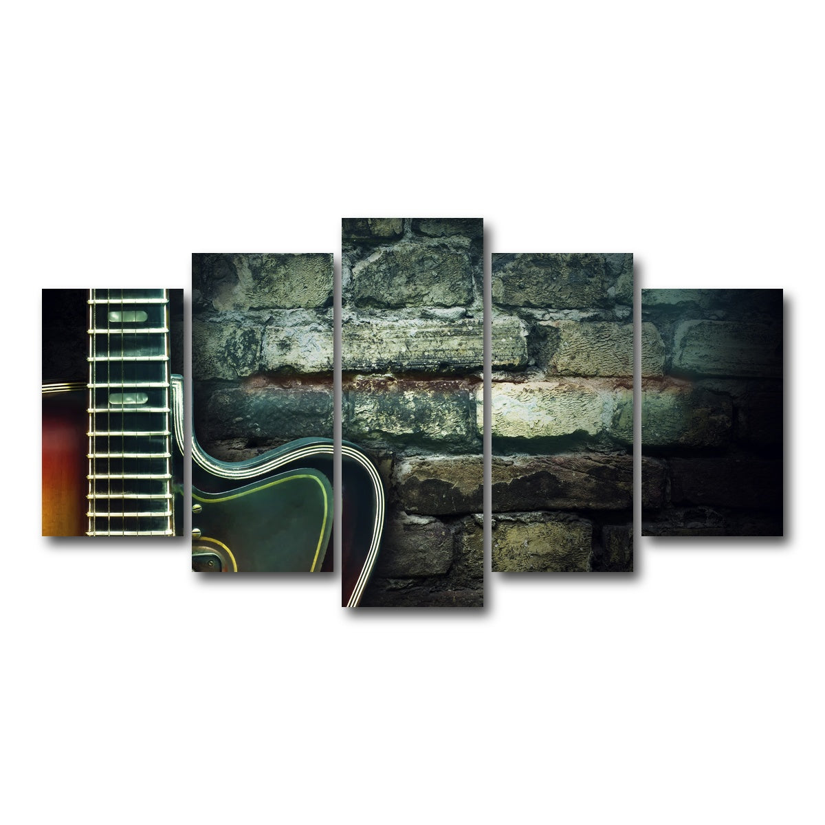 AUTO-MOCKUP WHITE | Old vintage jazz guitar | 5 Piece | Gallery Wrap Canvas | group=5_normal
