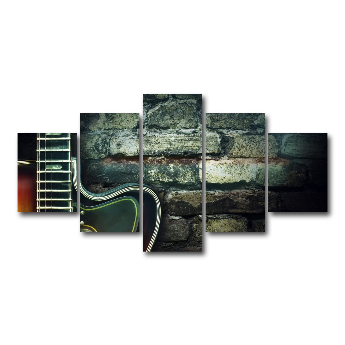 AUTO-MOCKUP WHITE | Old vintage jazz guitar | 5 Piece | Gallery Wrap Canvas | group=5_short