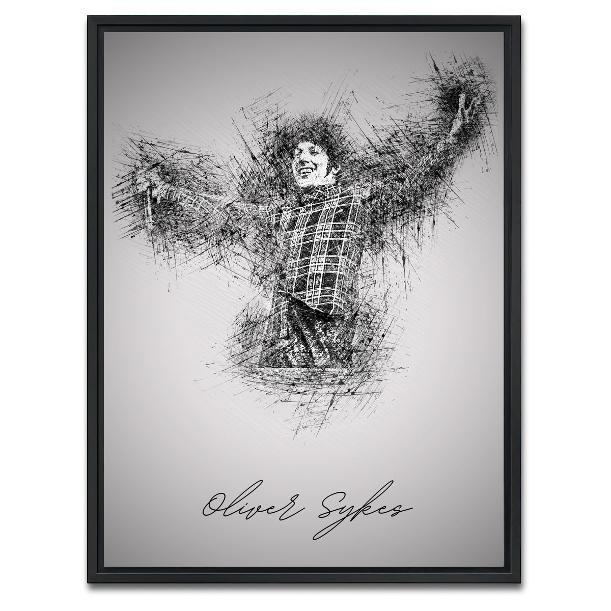 AUTO-MOCKUP WHITE | Oliver Sykes Sketch | 1 Piece | Black Framed Canvas | group=3x4