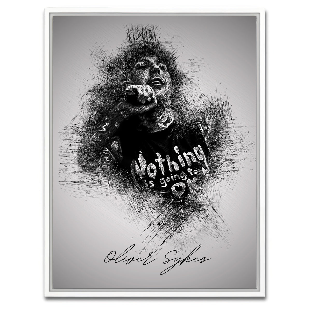 AUTO-MOCKUP WHITE | Oliver Sykes With Mic | 1 Piece | White Framed Canvas | group=3x4