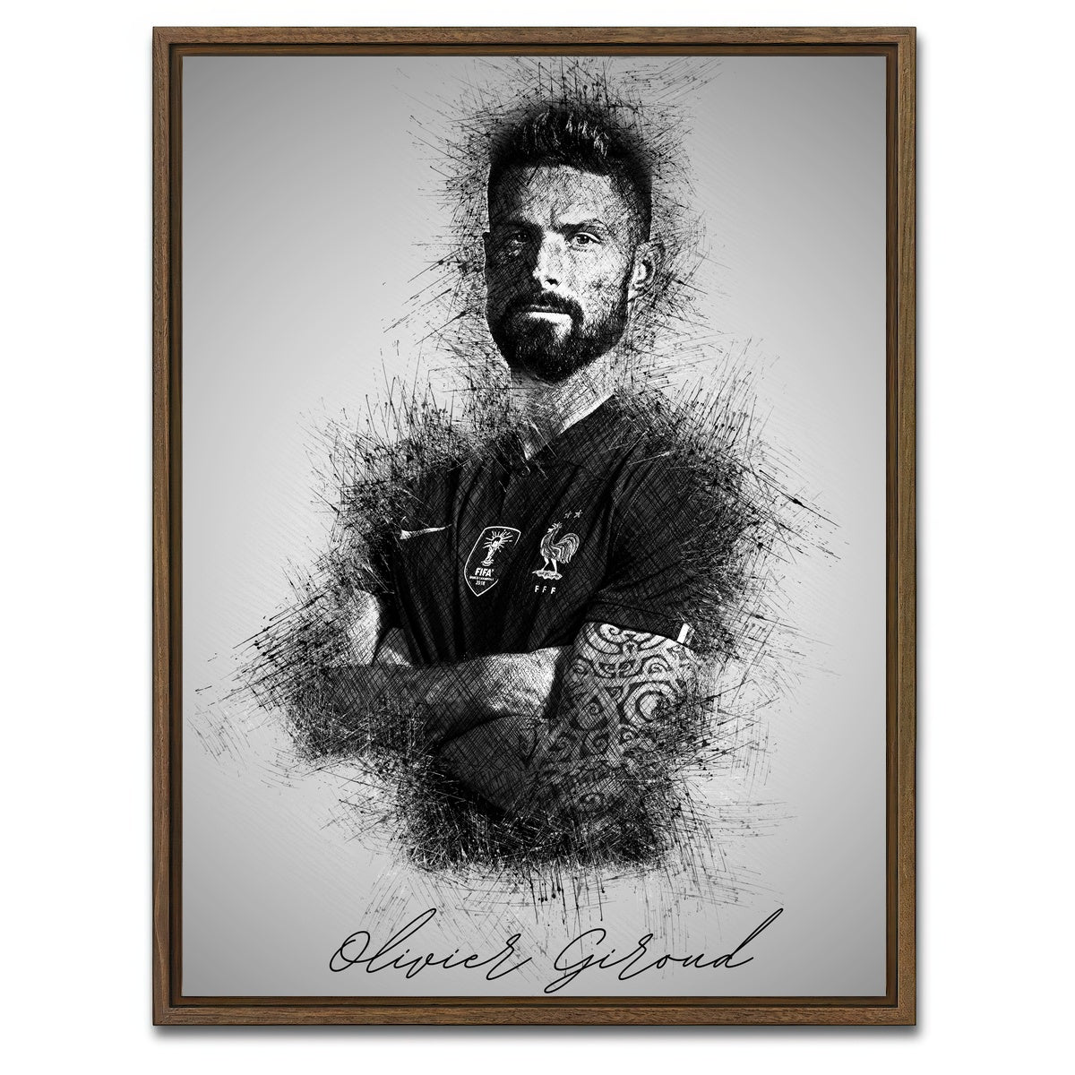 AUTO-MOCKUP WHITE | Olivier Giroud | 1 Piece | Walnut Framed Canvas | group=3x4