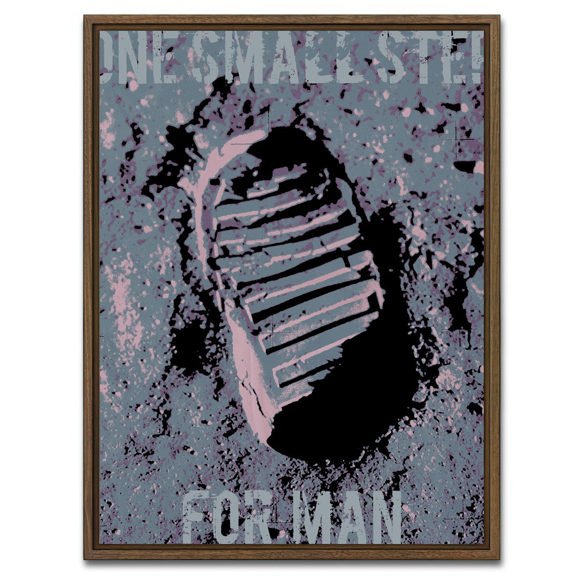 AUTO-MOCKUP WHITE | One small step | 1 Piece | Walnut Framed Canvas | group=3x4
