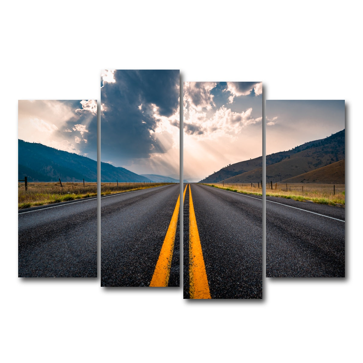 AUTO-MOCKUP WHITE | Open Road | 4 Piece | Gallery Wrap Canvas | group=4_normal