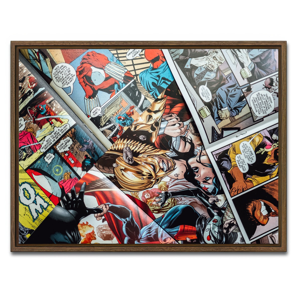AUTO-MOCKUP WHITE | Open comic book pages | 1 Piece | Walnut Framed Canvas | group=4x3