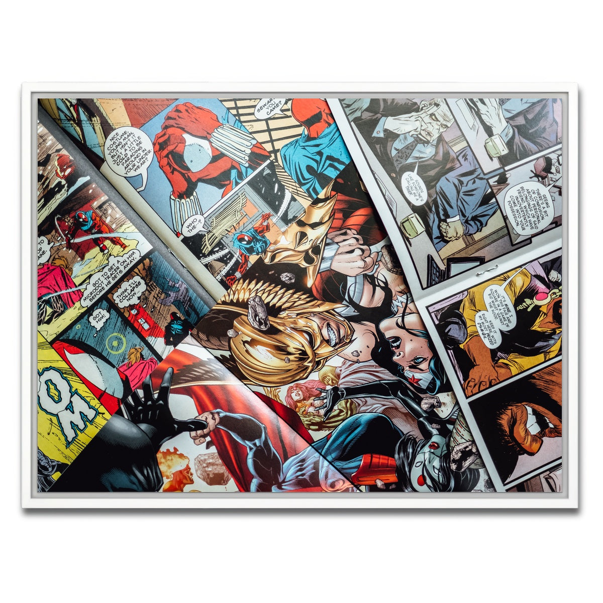 AUTO-MOCKUP WHITE | Open comic book pages | 1 Piece | White Framed Canvas | group=4x3