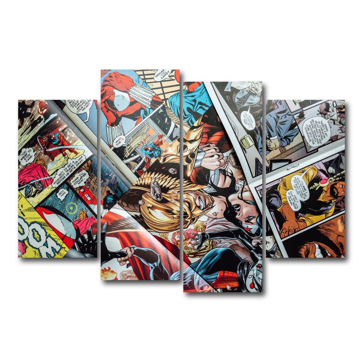 AUTO-MOCKUP WHITE | Open comic book pages | 4 Piece | Gallery Wrap Canvas | group=4_short