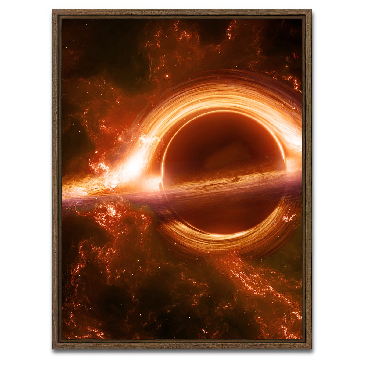 AUTO-MOCKUP WHITE | Orange Black Hole | 1 Piece | Walnut Framed Canvas | group=3x4