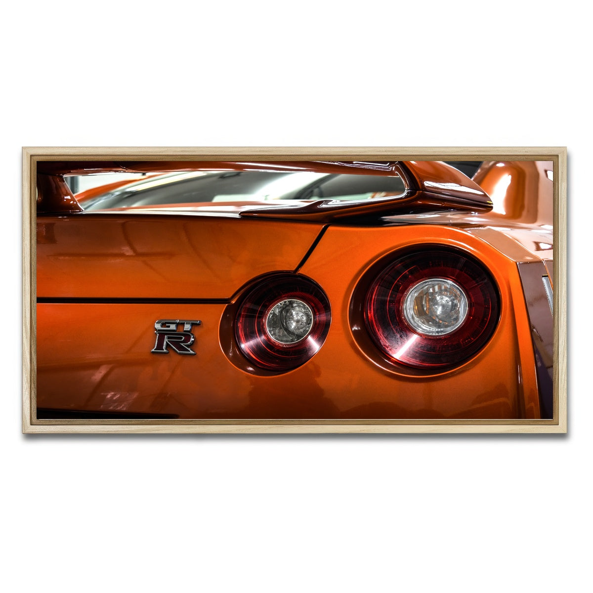 AUTO-MOCKUP WHITE | Orange Nissan GTR 3 | 1 Piece | Natural Framed Canvas | group=2x1