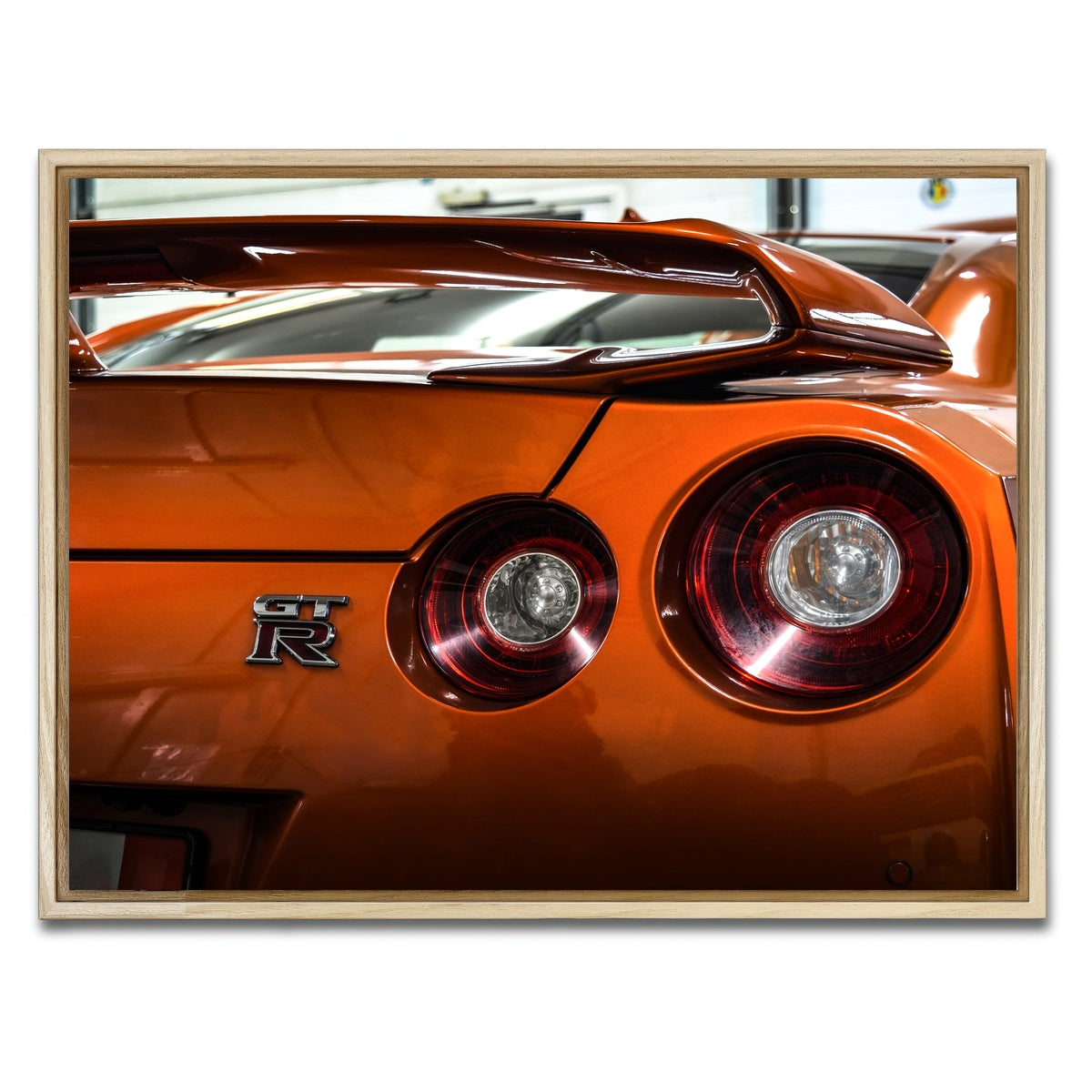 AUTO-MOCKUP WHITE | Orange Nissan GTR 3 | 1 Piece | Natural Framed Canvas | group=4x3