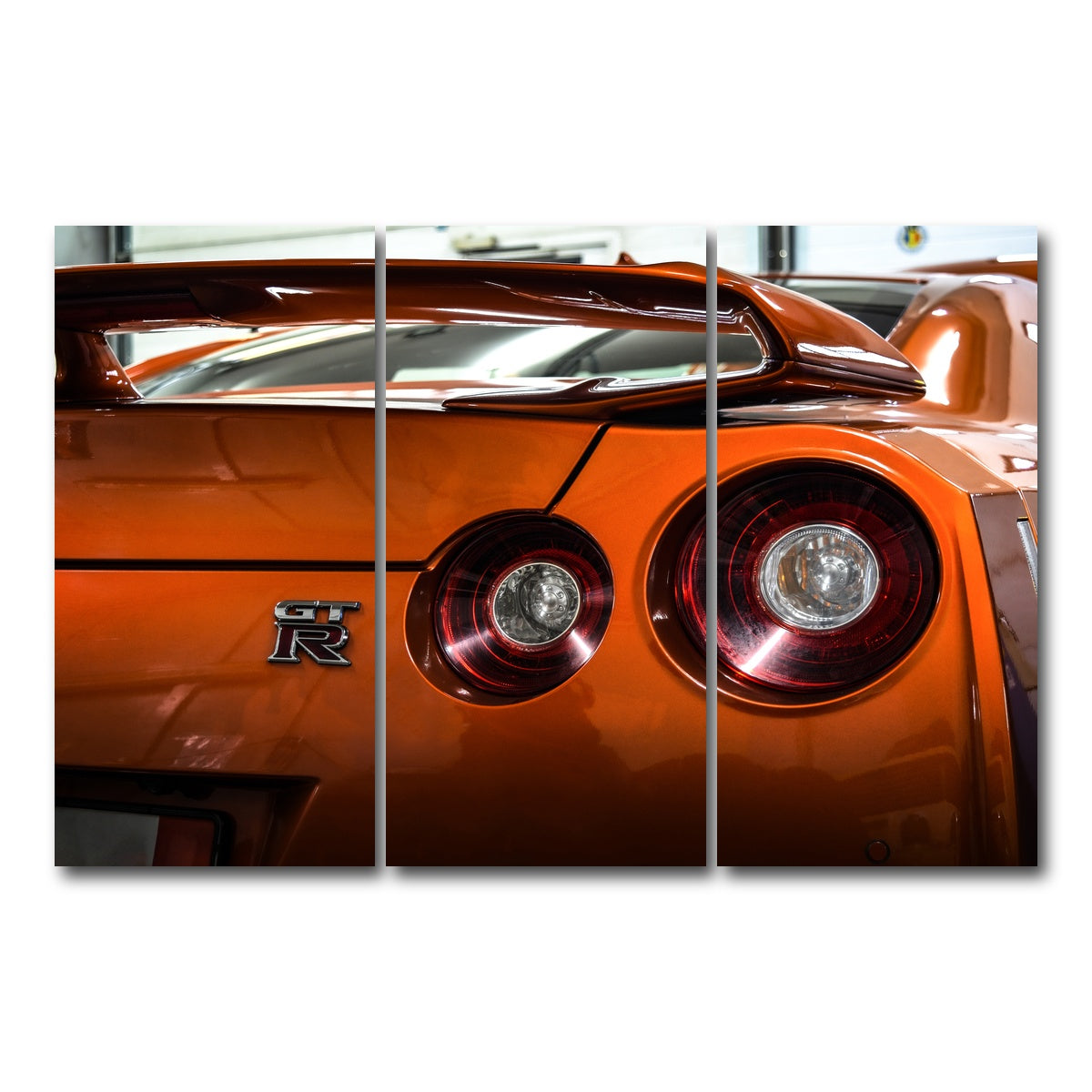 AUTO-MOCKUP WHITE | Orange Nissan GTR 3 | 3 Piece | Gallery Wrap Canvas | group=12x24