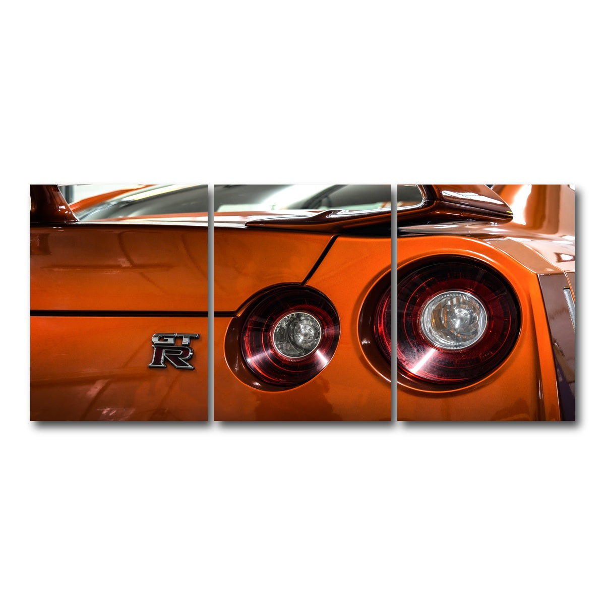 AUTO-MOCKUP WHITE | Orange Nissan GTR 3 | 3 Piece | Gallery Wrap Canvas | group=18x24