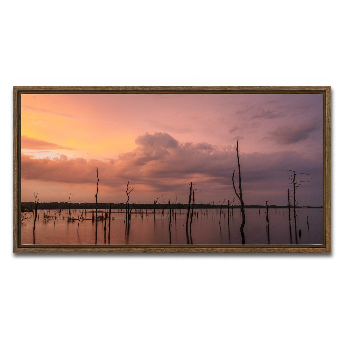 AUTO-MOCKUP WHITE | Orange on the Lake | 1 Piece | Walnut Framed Canvas | group=2x1