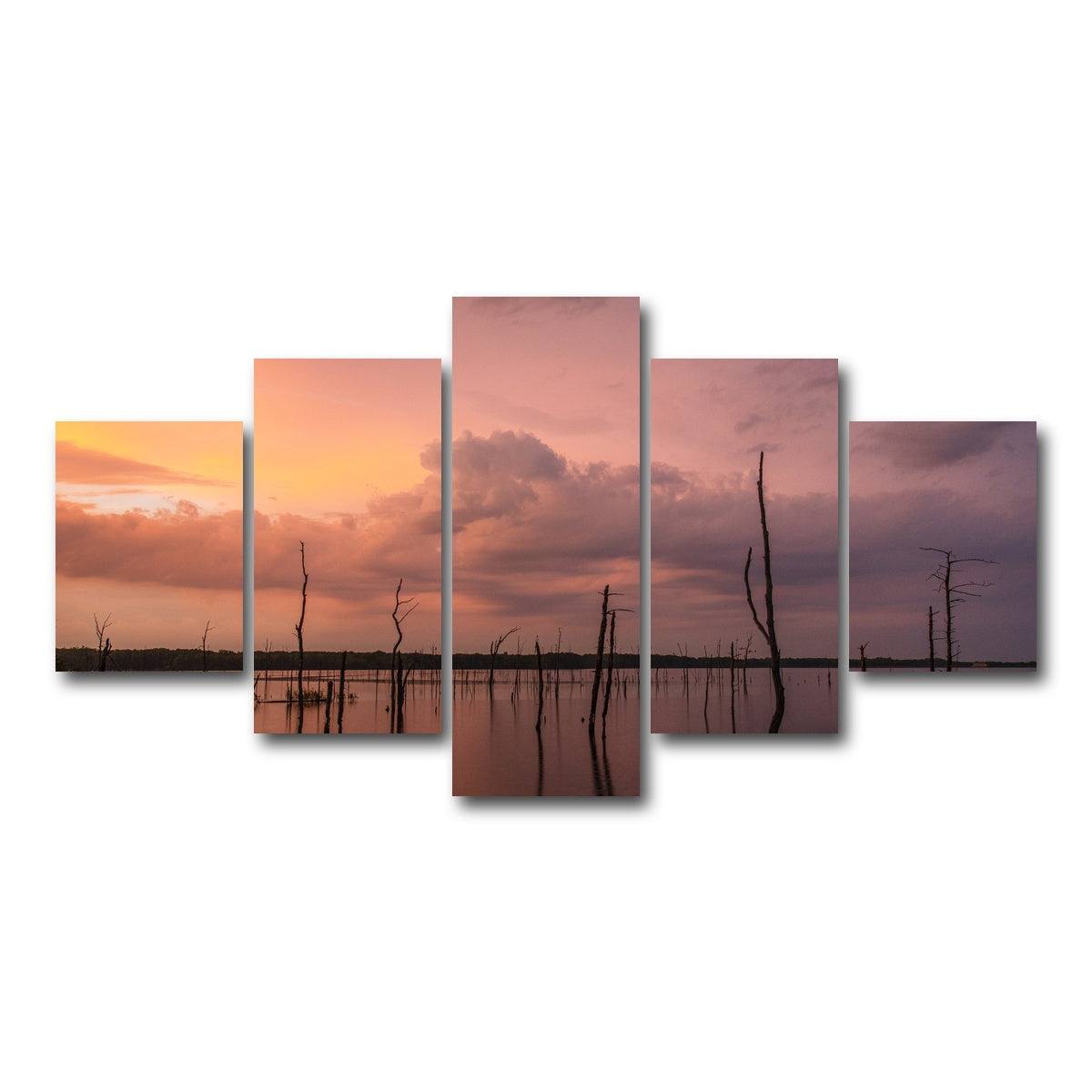 AUTO-MOCKUP WHITE | Orange on the Lake | 5 Piece | Gallery Wrap Canvas | group=5_short