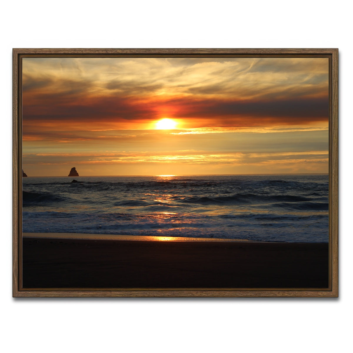 AUTO-MOCKUP WHITE | Oregon Coast Sunset | 1 Piece | Walnut Framed Canvas | group=4x3