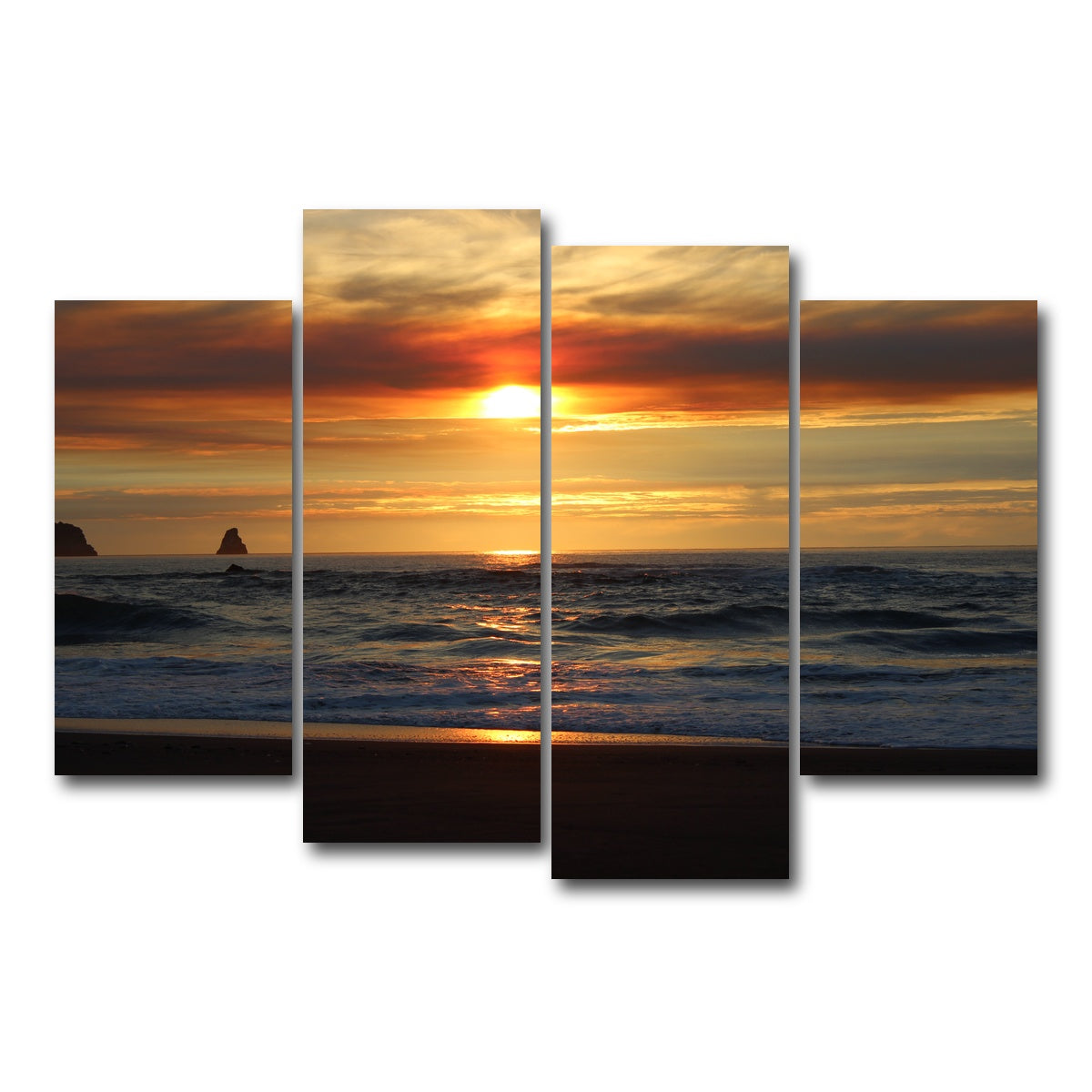 AUTO-MOCKUP WHITE | Oregon Coast Sunset | 4 Piece | Gallery Wrap Canvas | group=4_short