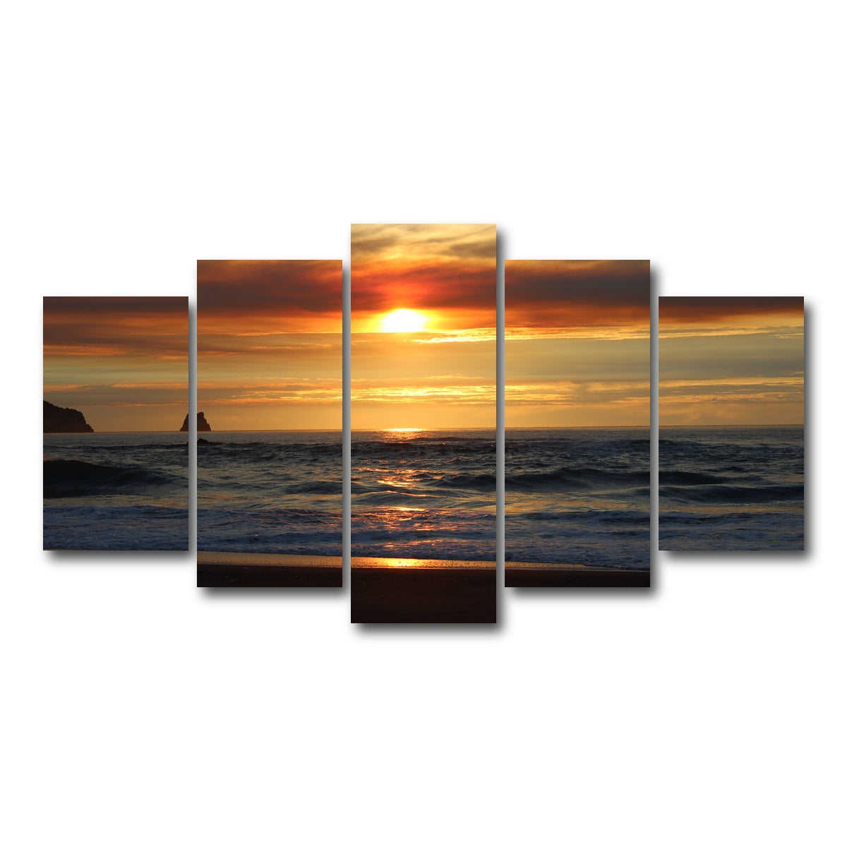 AUTO-MOCKUP WHITE | Oregon Coast Sunset | 5 Piece | Gallery Wrap Canvas | group=5_normal
