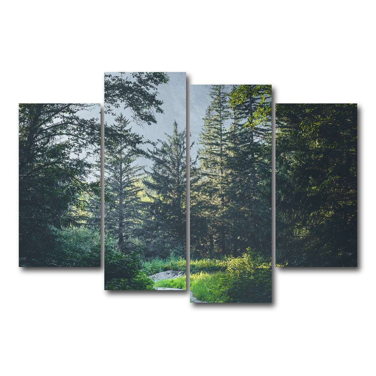 AUTO-MOCKUP WHITE | Overgrown Forest Path | 4 Piece | Gallery Wrap Canvas | group=4_short