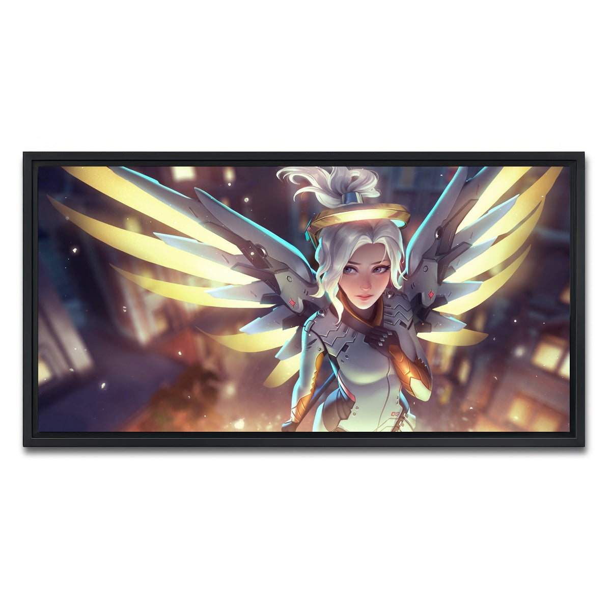 AUTO-MOCKUP WHITE | Overwatch Mercy | 1 Piece | Black Framed Canvas | group=2x1