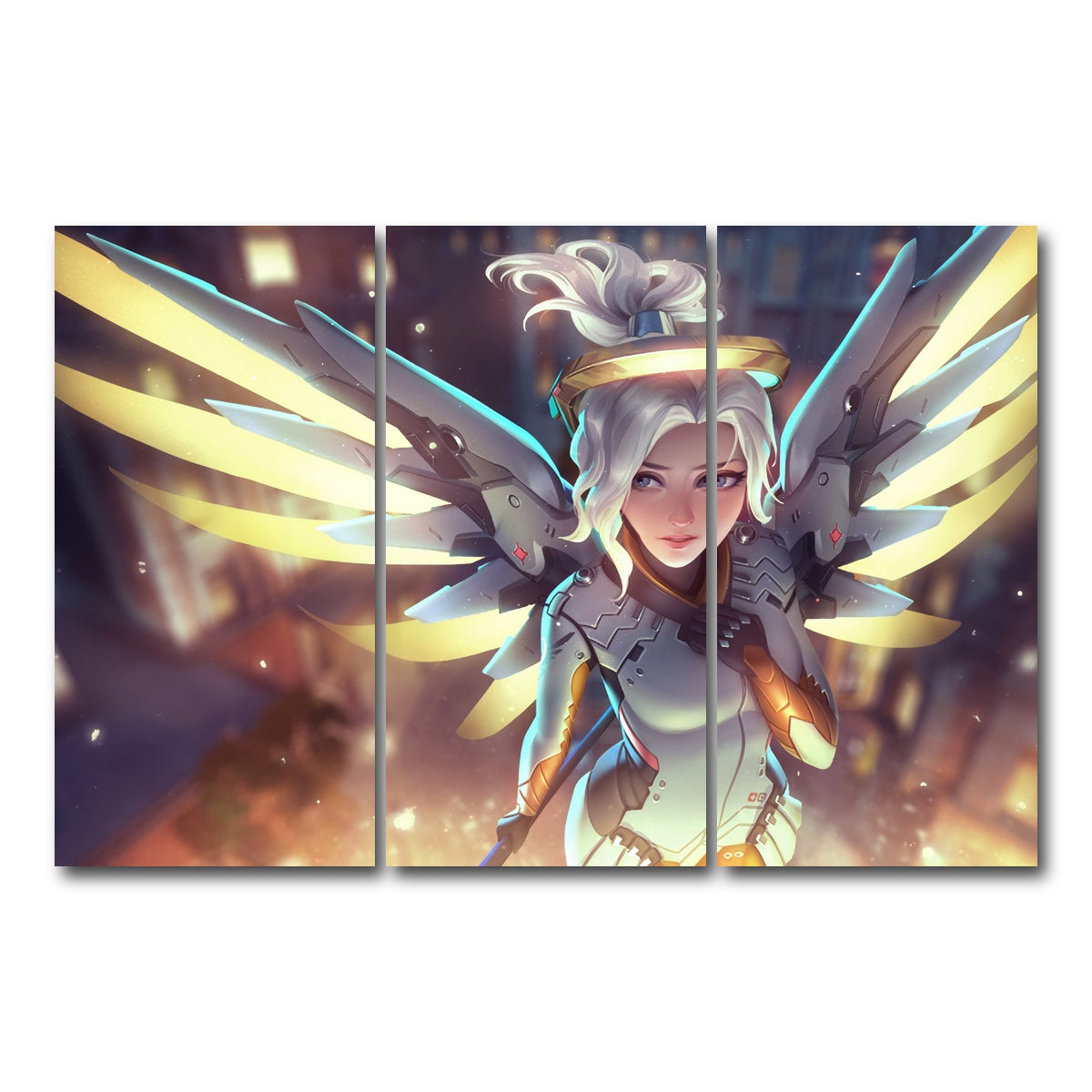 AUTO-MOCKUP WHITE | Overwatch Mercy | 3 Piece | Gallery Wrap Canvas | group=12x24
