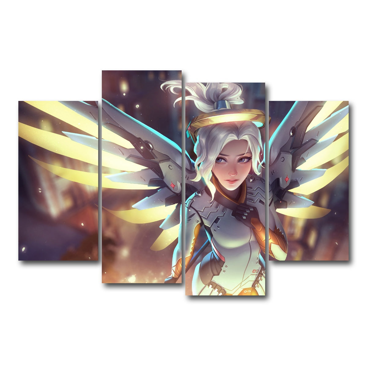 AUTO-MOCKUP WHITE | Overwatch Mercy | 4 Piece | Gallery Wrap Canvas | group=4_short