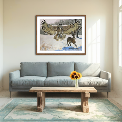 AUTO-MOCKUP ROOM | Owl on the Hunt Wall Art