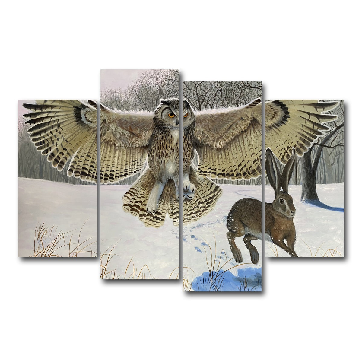 AUTO-MOCKUP WHITE | Owl on the Hunt | 4 Piece | Gallery Wrap Canvas | group=4_short