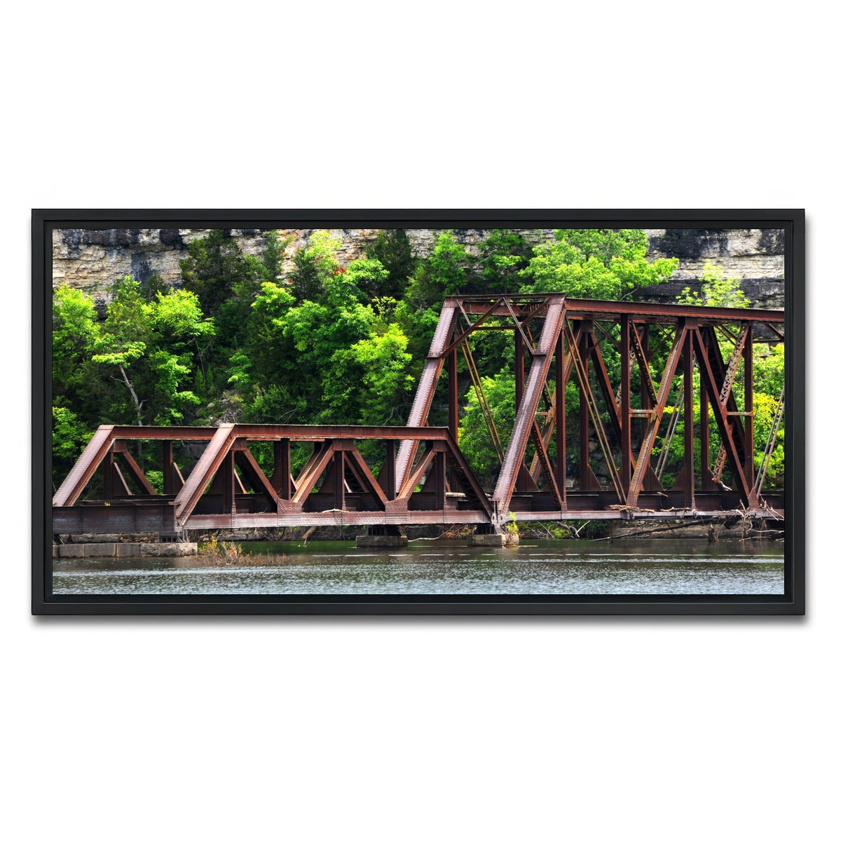 AUTO-MOCKUP WHITE | Ozarks Railway Bridge | 1 Piece | Black Framed Canvas | group=2x1