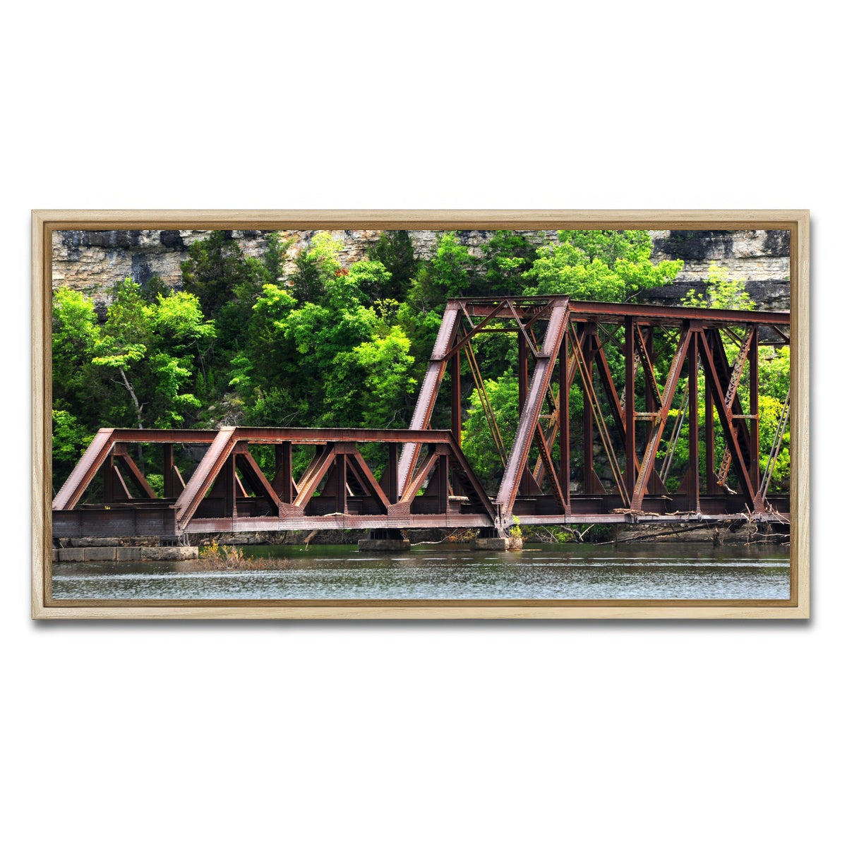 AUTO-MOCKUP WHITE | Ozarks Railway Bridge | 1 Piece | Natural Framed Canvas | group=2x1