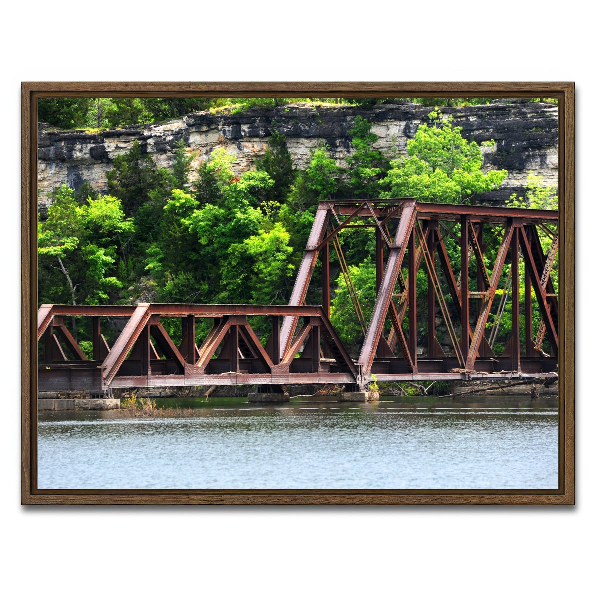 AUTO-MOCKUP WHITE | Ozarks Railway Bridge | 1 Piece | Walnut Framed Canvas | group=4x3