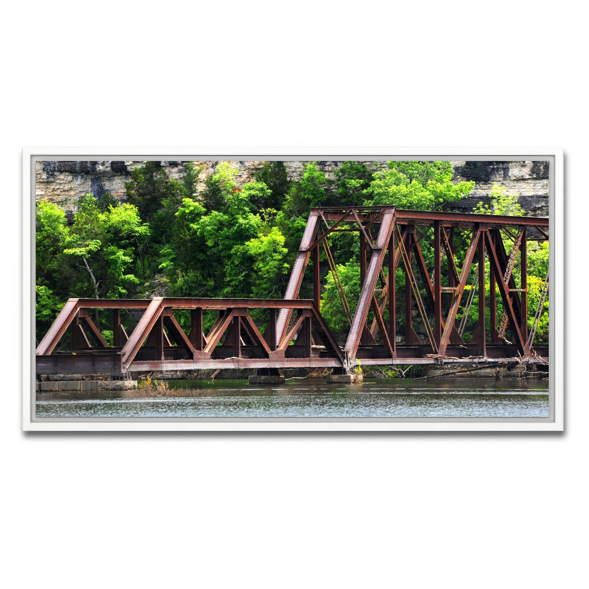 AUTO-MOCKUP WHITE | Ozarks Railway Bridge | 1 Piece | White Framed Canvas | group=2x1
