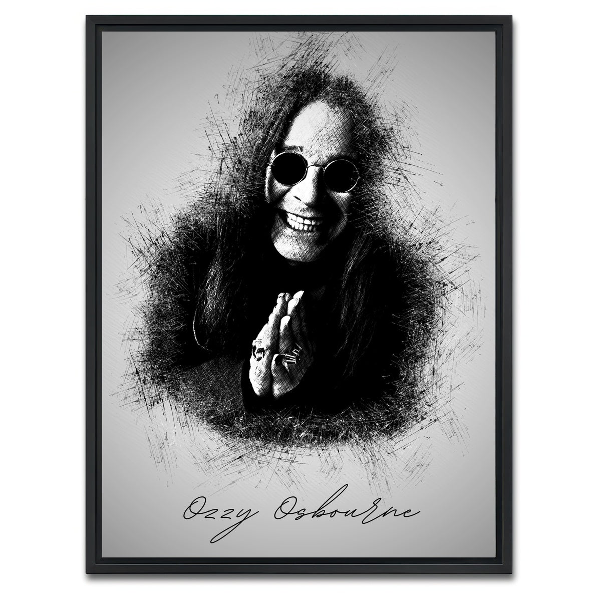 AUTO-MOCKUP WHITE | Ozzy Osbourne Sketch | 1 Piece | Black Framed Canvas | group=3x4