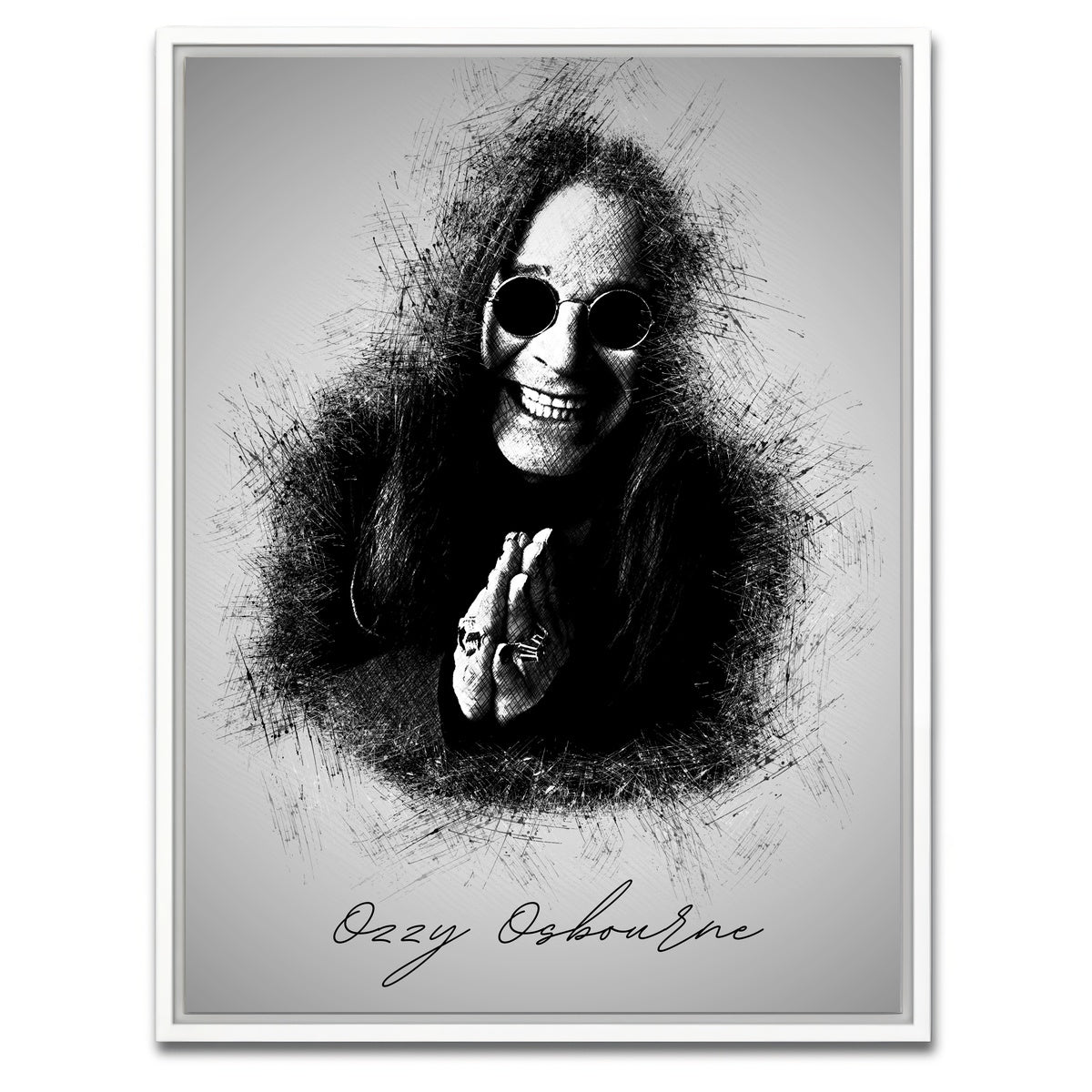 AUTO-MOCKUP WHITE | Ozzy Osbourne Sketch | 1 Piece | White Framed Canvas | group=3x4