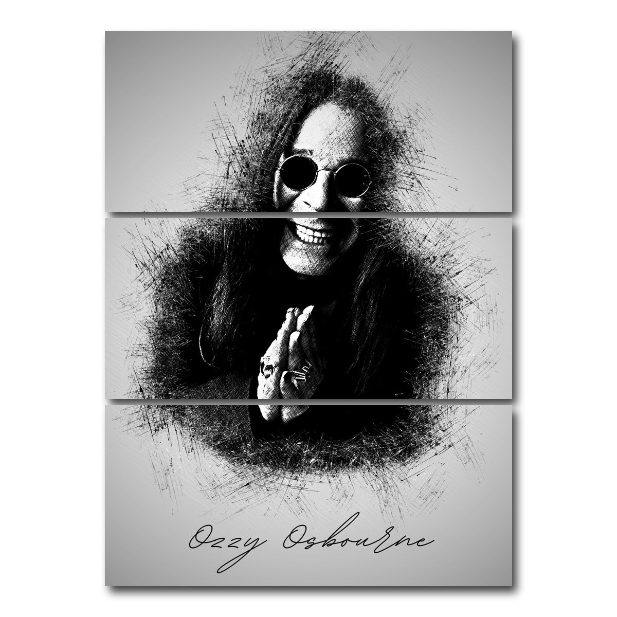 AUTO-MOCKUP WHITE | Ozzy Osbourne Sketch | 3 Piece | Gallery Wrap Canvas | group=8x18_stacked