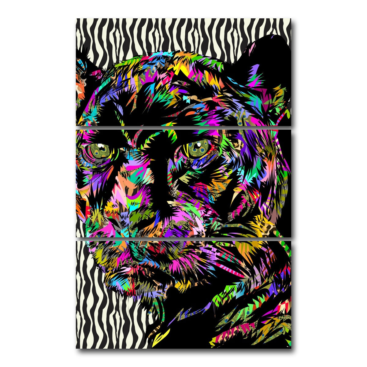 AUTO-MOCKUP WHITE | PANTHER Abstract | 3 Piece | Gallery Wrap Canvas | group=12x24_stacked