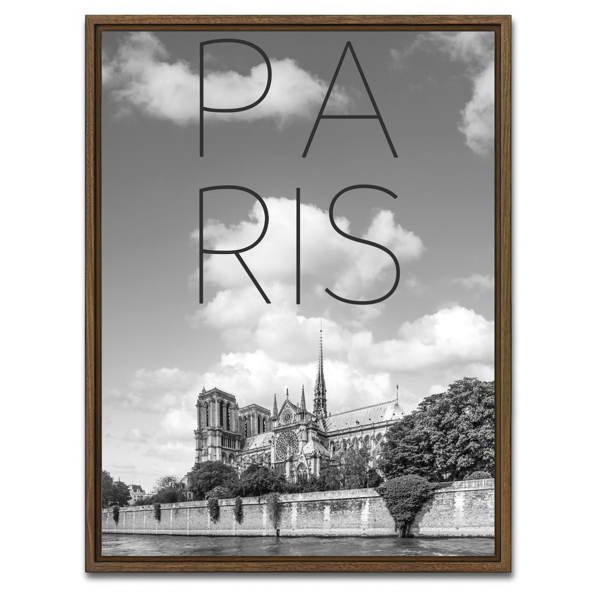 AUTO-MOCKUP WHITE | PARIS Cathedral Notre Dame | 1 Piece | Walnut Framed Canvas | group=3x4